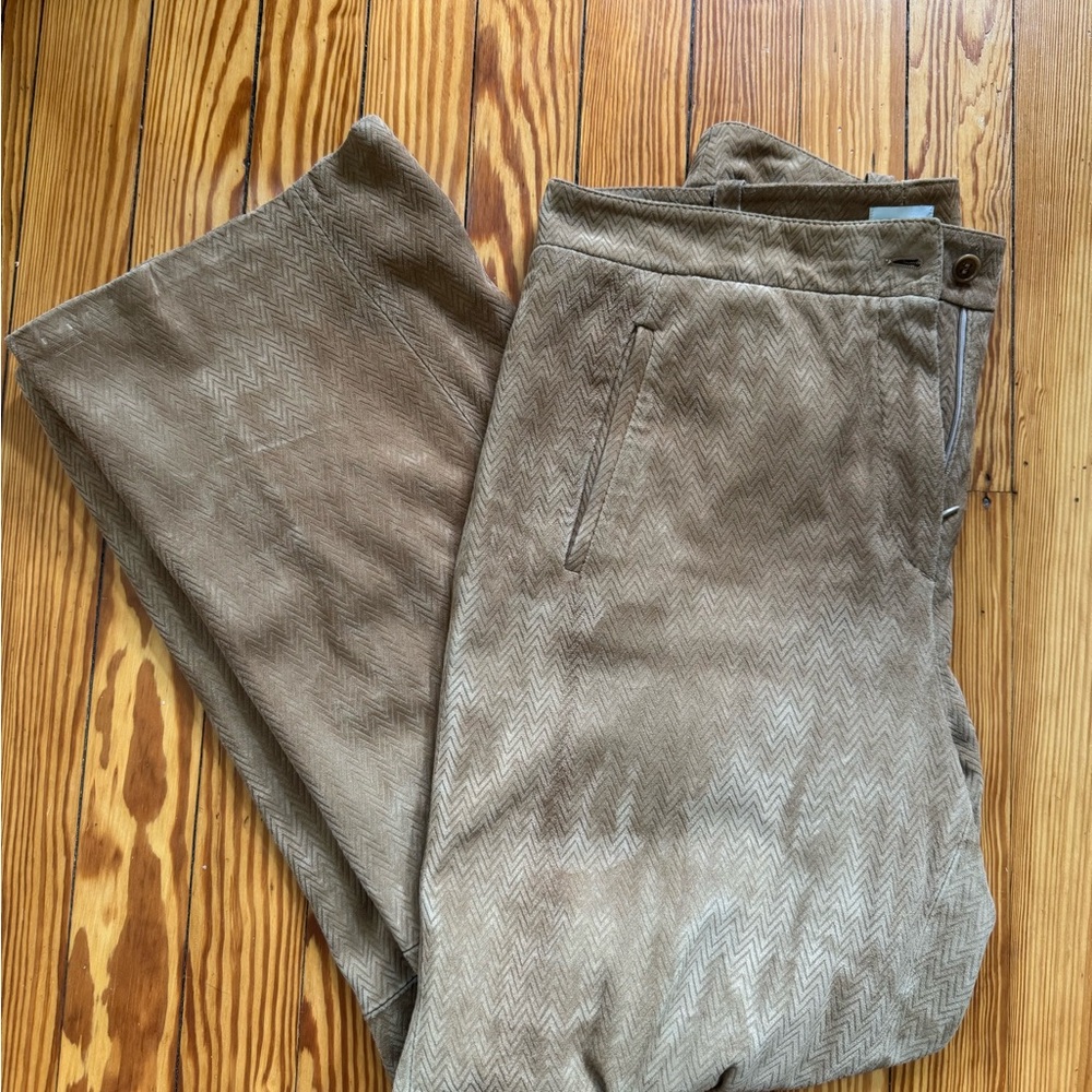 Armani Collezioni Tan Suede Pants Relaxed Fit